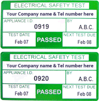 Electrical Testing Labels