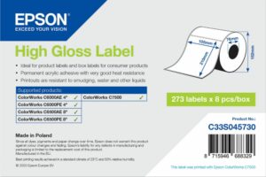 Epson High Gloss Paper Labels 8x Rolls 105x210mm for CW-C6000 CW-C6500